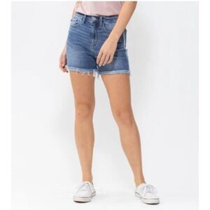 Judy Blue Distressed Denim Cutoff Shorts Womens Size Small‎ Raw Hem Blue